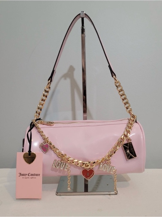 Juicy Couture Pink Patent Barrel Shoulder Bag with Gold Chain Charm NWT main image 11